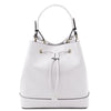 Front View Of The White Bucket Handbag